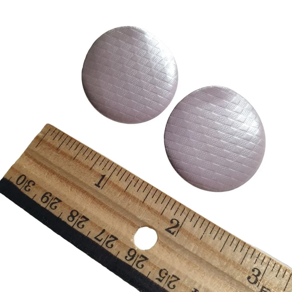 Baby Pink Pressed Metal Vintage Earrings Womens Round Textured Jewelry Costume - Picture 2 of 5